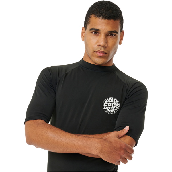 2025 Rip Curl Mens Icons UPF Brushed Short Sleeve Rash Vest 154MRV - Black